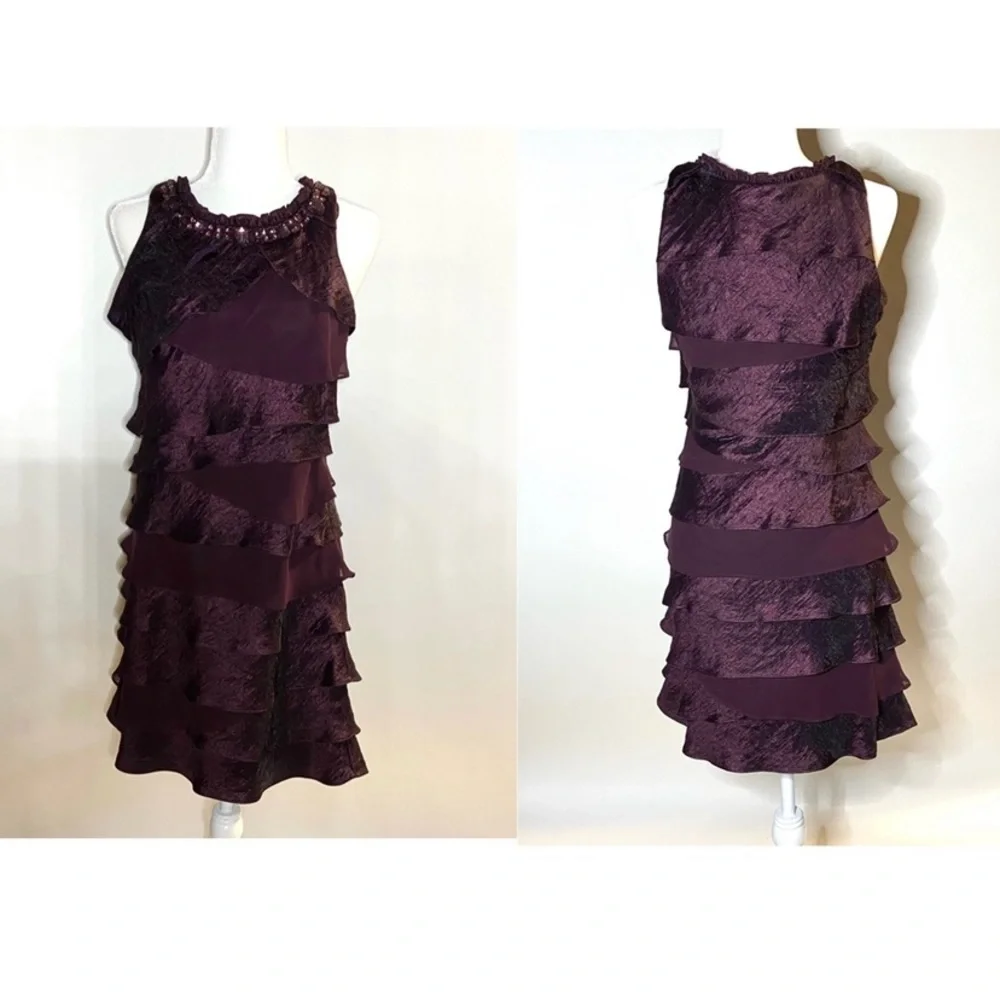HP 🎉 S.L. Fashions plum colored dress size 10 - Picture 1 of 8
